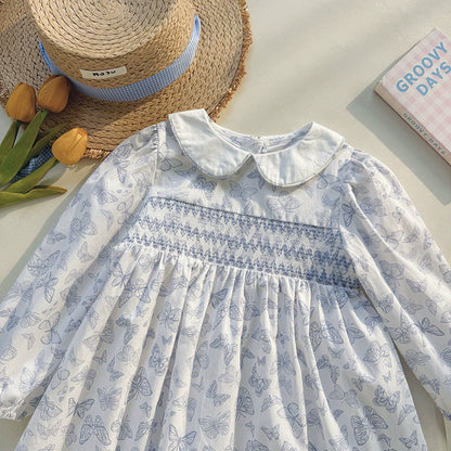 Arrival Autumn Girls Butterfly Pattern Long Sleeves Dress with Collar, MyKids-USA®, Baby & Toddler Dresses, MyKids-USA -  -  -  -  -  -  - 