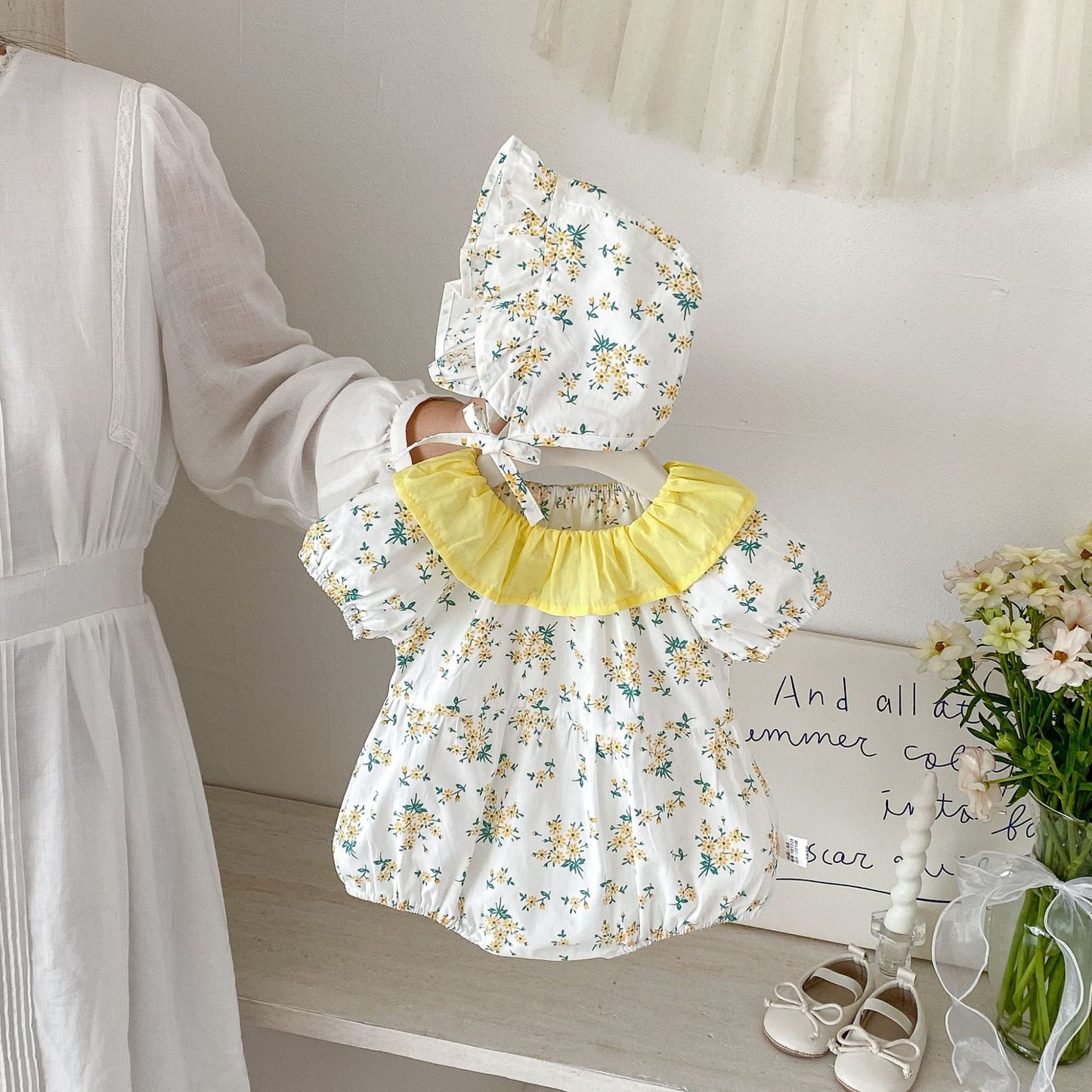 Summer Arrival Baby Girls Short Sleeves Flowers Pattern Bodysuit with Hat, MyKids-USA®, Bodysuits, MyKids-USA® -  -  -  -  -  -  - .