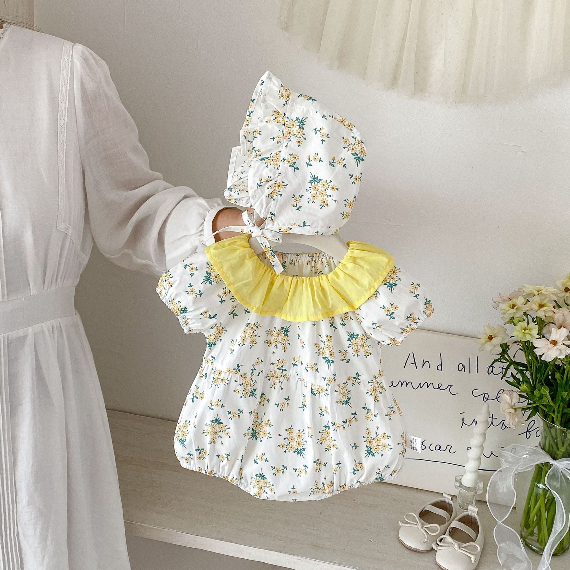 Summer Arrival Baby Girls Short Sleeves Flowers Pattern Bodysuit with Hat, MyKids-USA®, Bodysuits, MyKids-USA® -  -  -  -  -  -  - .