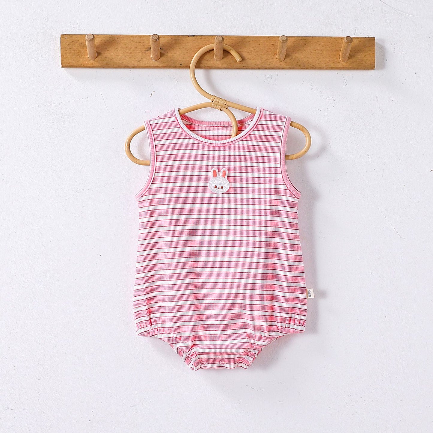 Summer Arrival Baby Cute Striped Sleeveless Rabbit Cartoon Design Onesies, MyKids-USA®, Baby One-Pieces, MyKids-USA - Size/Age - 66 (3-6M) - Color - Pink -  -  - TR2504222101-A