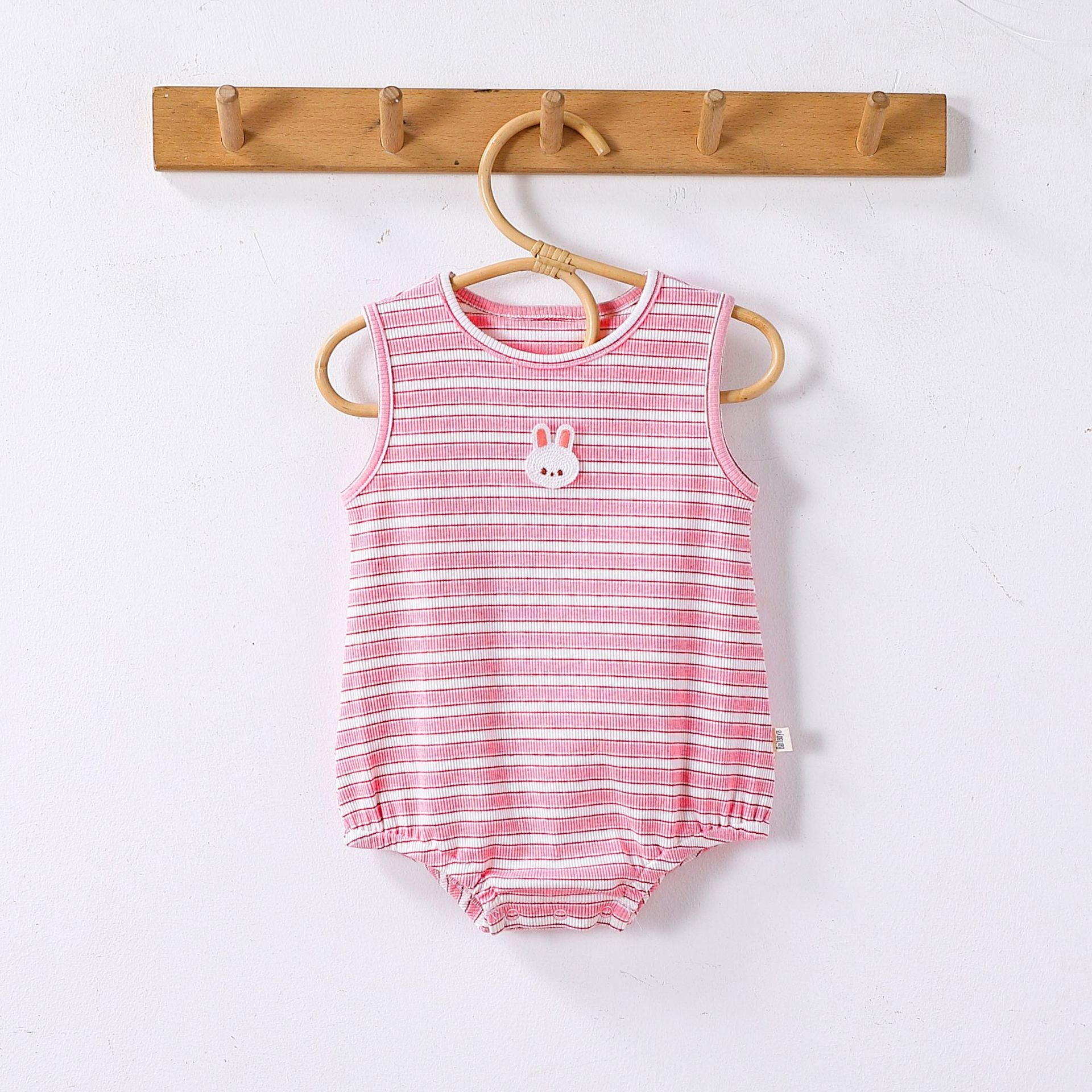 Summer Arrival Baby Cute Striped Sleeveless Rabbit Cartoon Design Onesies, MyKids-USA®, Baby One-Pieces, MyKids-USA - Size/Age - 66 (3-6M) - Color - Pink -  -  - TR2504222101-A