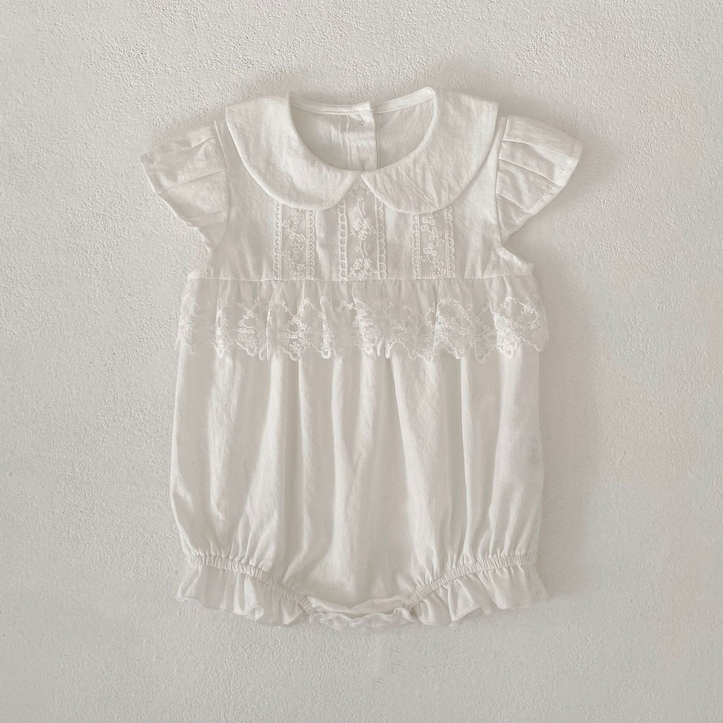 Summer Girls Flowers Pattern Lace Trim Onesies and Dress – Princess Sister Matching Set, MyKids-USA®, Baby & Children's Outfits, MyKids-USA - Size/Age - 66 (3-6M) - Color - Beige -  -  - TR2604082328-A.