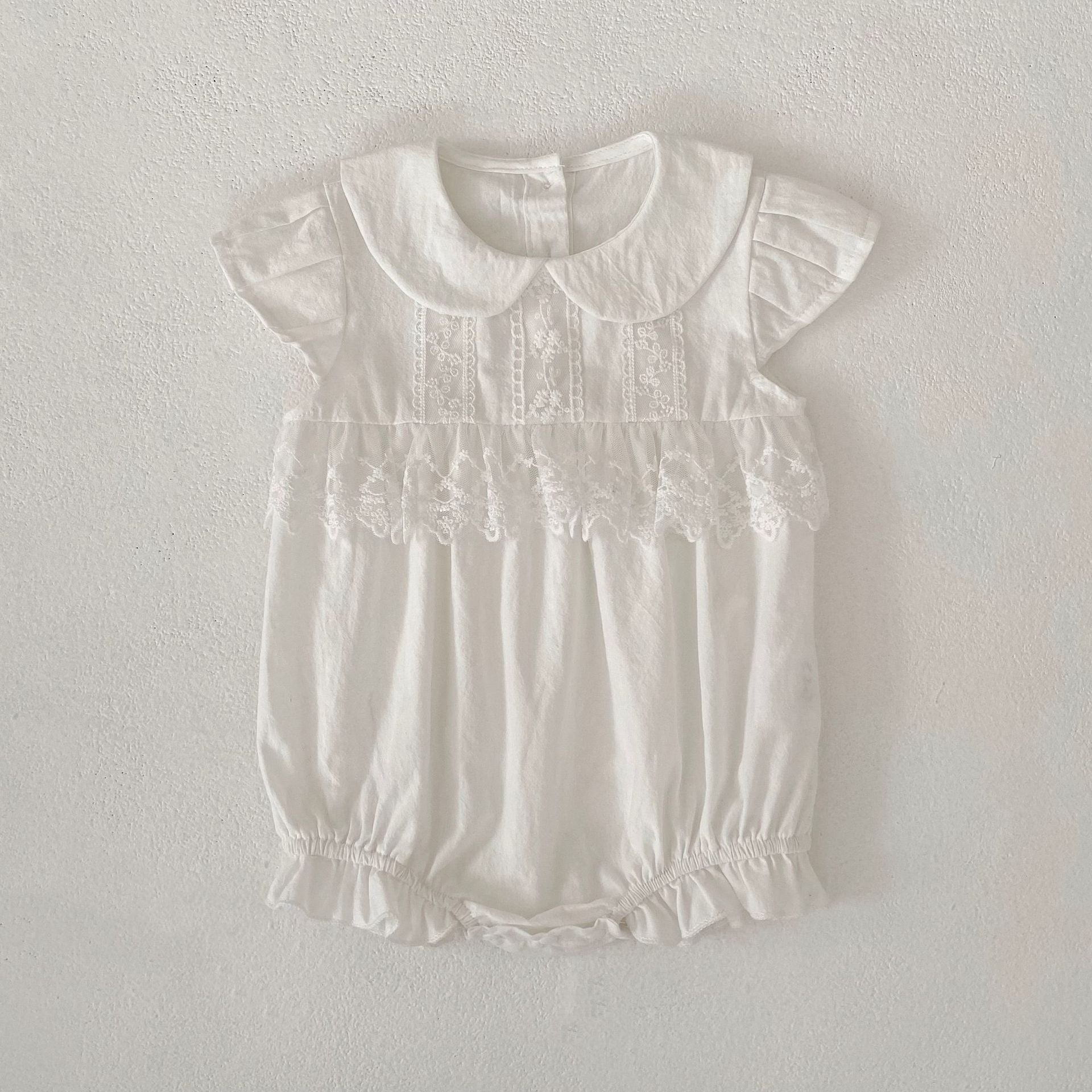 Summer Girls Flowers Pattern Lace Trim Onesies and Dress – Princess Sister Matching Set, MyKids-USA®, Baby & Children's Outfits, MyKids-USA - Size/Age - 66 (3-6M) - Color - Beige -  -  - TR2604082328-A.