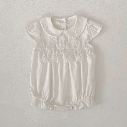 Summer Girls Flowers Pattern Lace Trim Onesies and Dress – Princess Sister Matching Set, MyKids-USA®, Baby & Children's Outfits, MyKids-USA - Size/Age - 66 (3-6M) - Color - Beige -  -  - TR2604082328-A.