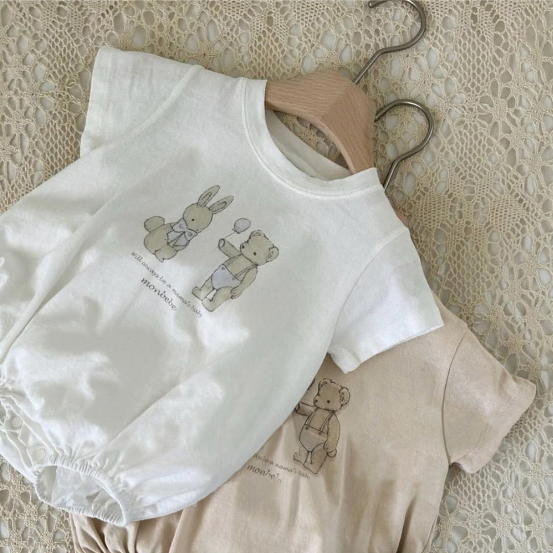 Summer Arrival Baby Short Sleeves Cartoon Bodysuit
