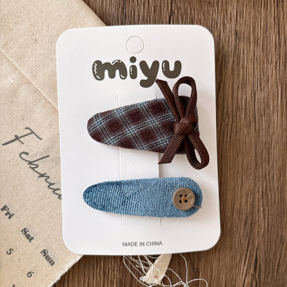 Collection of 2 Vintage Cloth Design Hair Clips, MyKids-USA®, Hair Pins, Claws & Clips, MyKids-USA - Size/Age - Average Size (0-12Y） - Color - Coffee -  -  - TR2603171047-C.