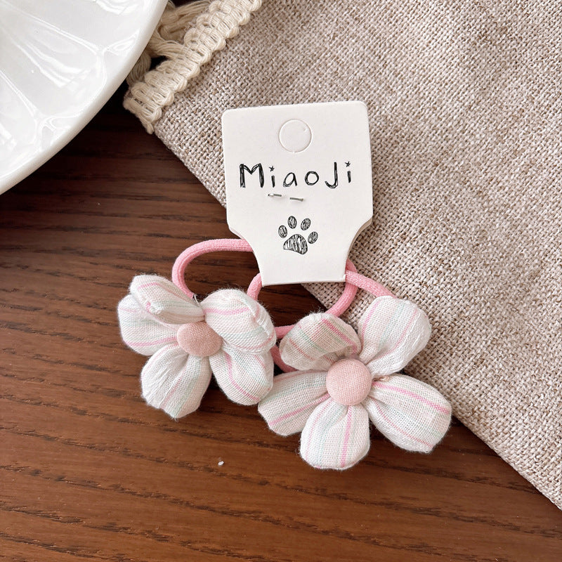 Collection of 2 Versatile Cute Shape Decorated Striped Hair Ties and Hair Clips, MyKids-USA®, Ponytail Holders, MyKids-USA - Size/Age - Average Size (0-12Y） - Color - Light Pink -  -  - TR2602262005-B.