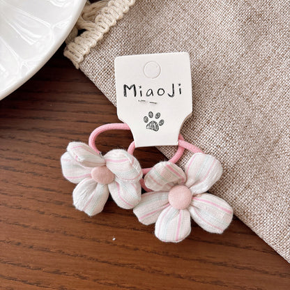 Collection of 2 Versatile Cute Shape Decorated Striped Hair Ties and Hair Clips, MyKids-USA®, Ponytail Holders, MyKids-USA - Size/Age - Average Size (0-12Y） - Color - Light Pink -  -  - TR2602262005-B.