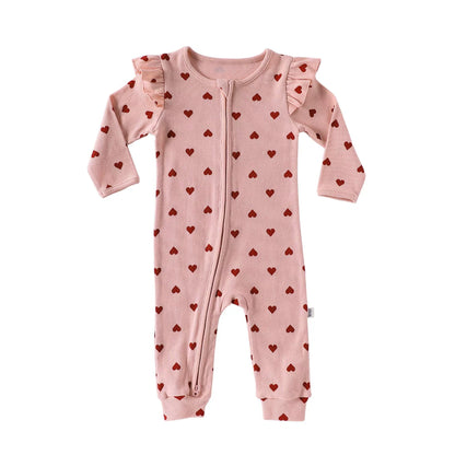 Autumn Arrival Baby Unisex Long Sleeves Casual Geometric Pattern Zip-up Rompers, MyKids-USA®, Baby One-Pieces, MyKids-USA - Size/Age - 66 (3-6M) - Color - Pink -  -  - TR2508272346-C
