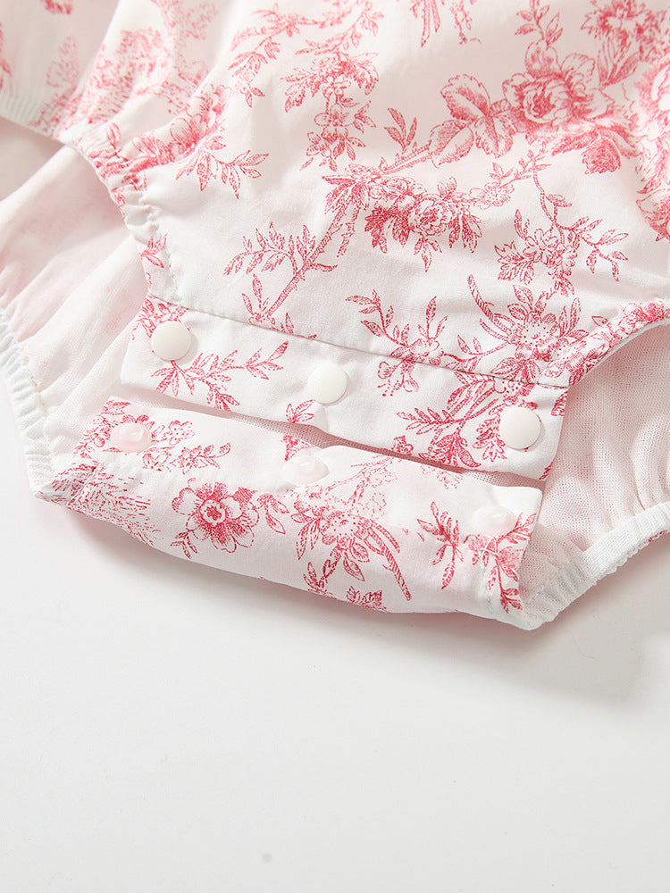 Spring Arrival Baby Girls Flowers Pattern Lace-Trim Collar Onesies Bodysuits, MyKids-USA®, Baby One-Pieces, MyKids-USA -  -  -  -  -  -  - 