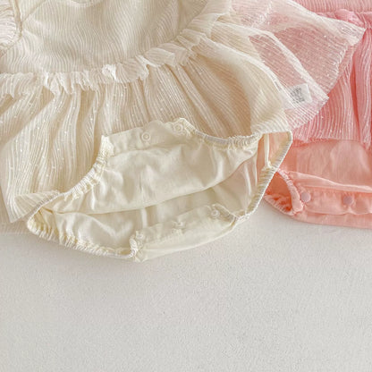Summer Arrival Baby Girls Solid Color Fly Sleeves Tulle Design Onesies, MyKids-USA®, Baby One-Pieces, MyKids-USA -  -  -  -  -  -  - 