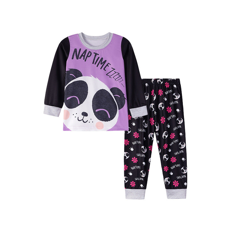 MyKids-USA Spring and Autumn Baby Kids Girls Panda Cartoon Pattern Casual Pajamas Set, MyKids-USA®, Pajamas, MyKids-USA -  -  -  -  -  -  - 