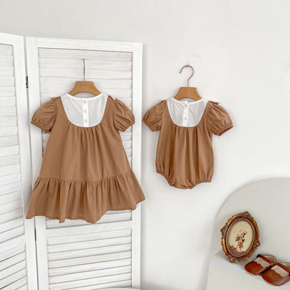 Summer Girls Flowers Pattern Embroidered Lace Trim Onesies and Dress – Princess Sister Matching Set, MyKids-USA®, Baby & Children's One-Pieces, MyKids-USA -  -  -  -  -  -  - .