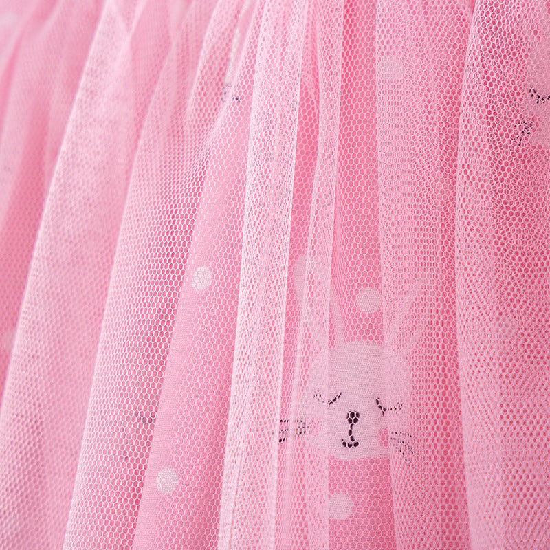 Summer Arrival Rabbits and Dots Pattern Fly Sleeves Dress for Stylish Girls