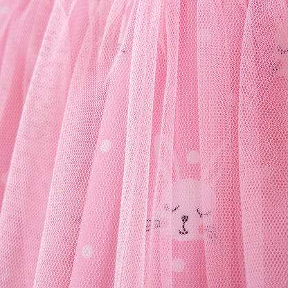 Summer Arrival Rabbits and Dots Pattern Fly Sleeves Dress for Stylish Girls