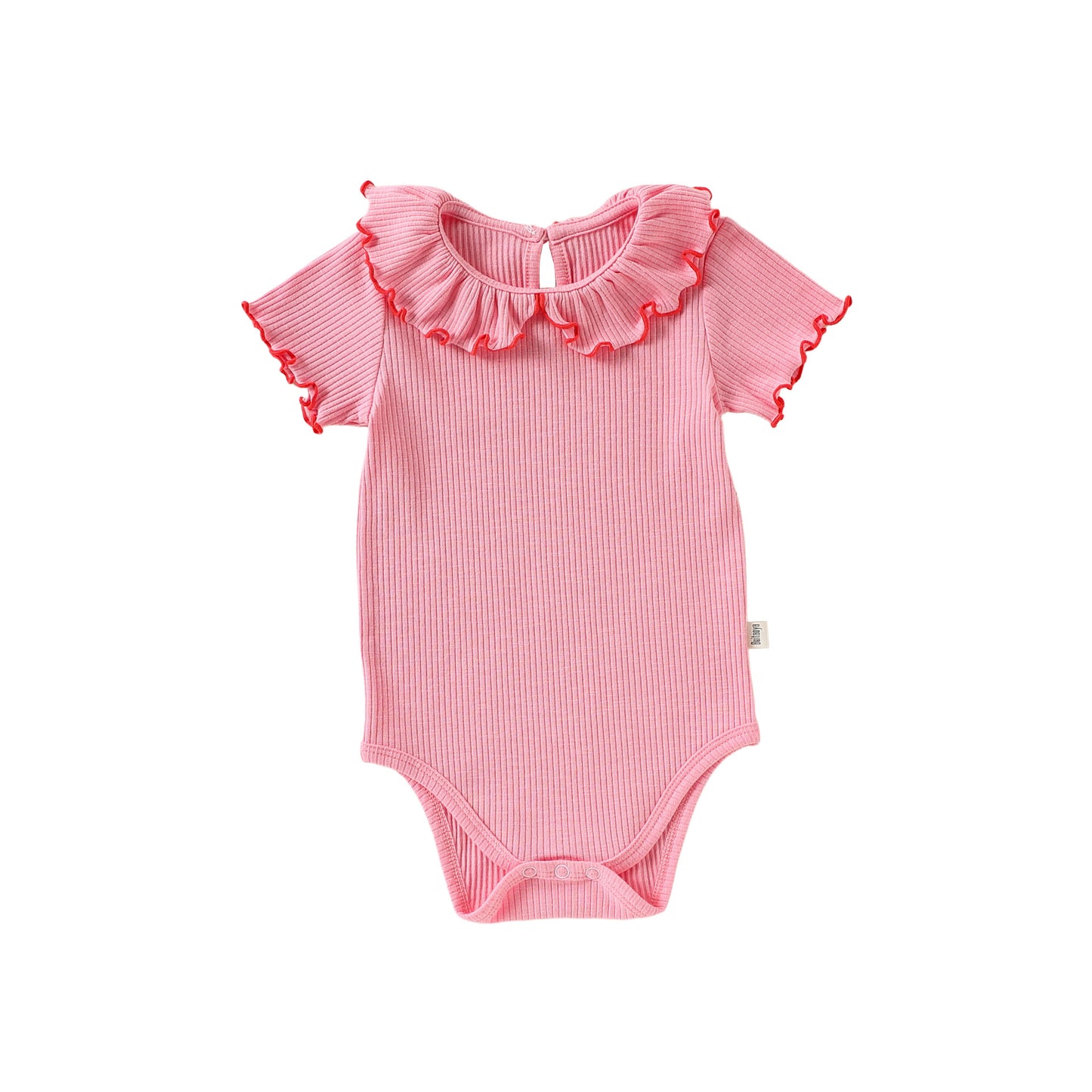 Summer Arrival Baby Girls Short Sleeves Plain Bodysuits, MyKids-USA®, Bodysuits, MyKids-USA - Size/Age - 66 (3-6M) - Color - Pink -  -  - TR2604232037-B.