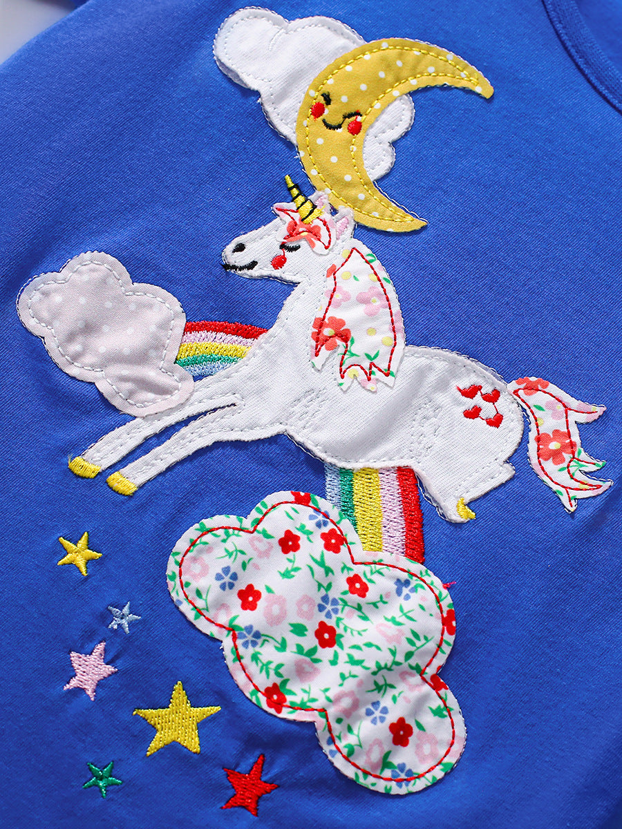 Kids’ Unicorn Cartoon Pattern Short Sleeves T-shirt in European and American Style for Summer, MyKids-USA®, Baby & Toddler Tops, MyKids-USA -  -  -  -  -  -  - 