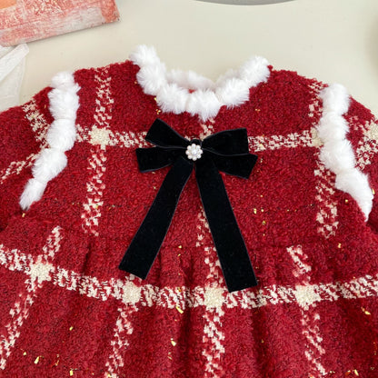 Winter Arrival Baby Girls Long Sleeves Plaid Pattern Fleece-Lined Warm Dress, MyKids-USA®, Baby & Toddler Dresses, MyKids-USA -  -  -  -  -  -  - 