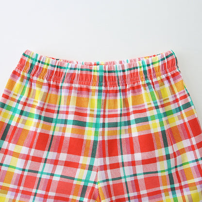 Summer Baby Kids Cartoon Sunshine Pattern Vest and Plaid Shorts Clothing Set for Girls, MyKids-USA®, Baby & Toddler Outfits, MyKids-USA -  -  -  -  -  -  - 