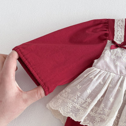 Spring Arrival Baby Girls Long Sleeves Color Patchwork Flowers Embroidered Bodysuit, MyKids-USA®, Baby One-Pieces, MyKids-USA -  -  -  -  -  -  - .