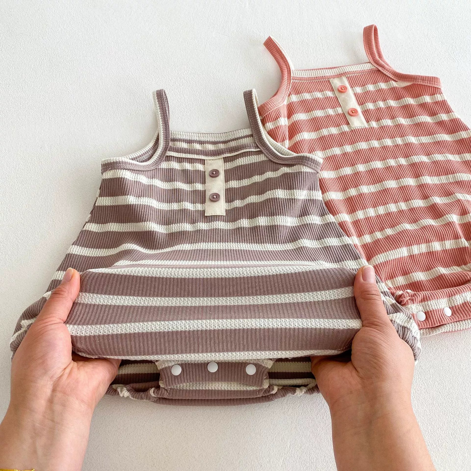 Summer Arrival Baby Unisex Casual Striped Sleeveless Onesies, MyKids-USA®, Baby One-Pieces, MyKids-USA -  -  -  -  -  -  - 