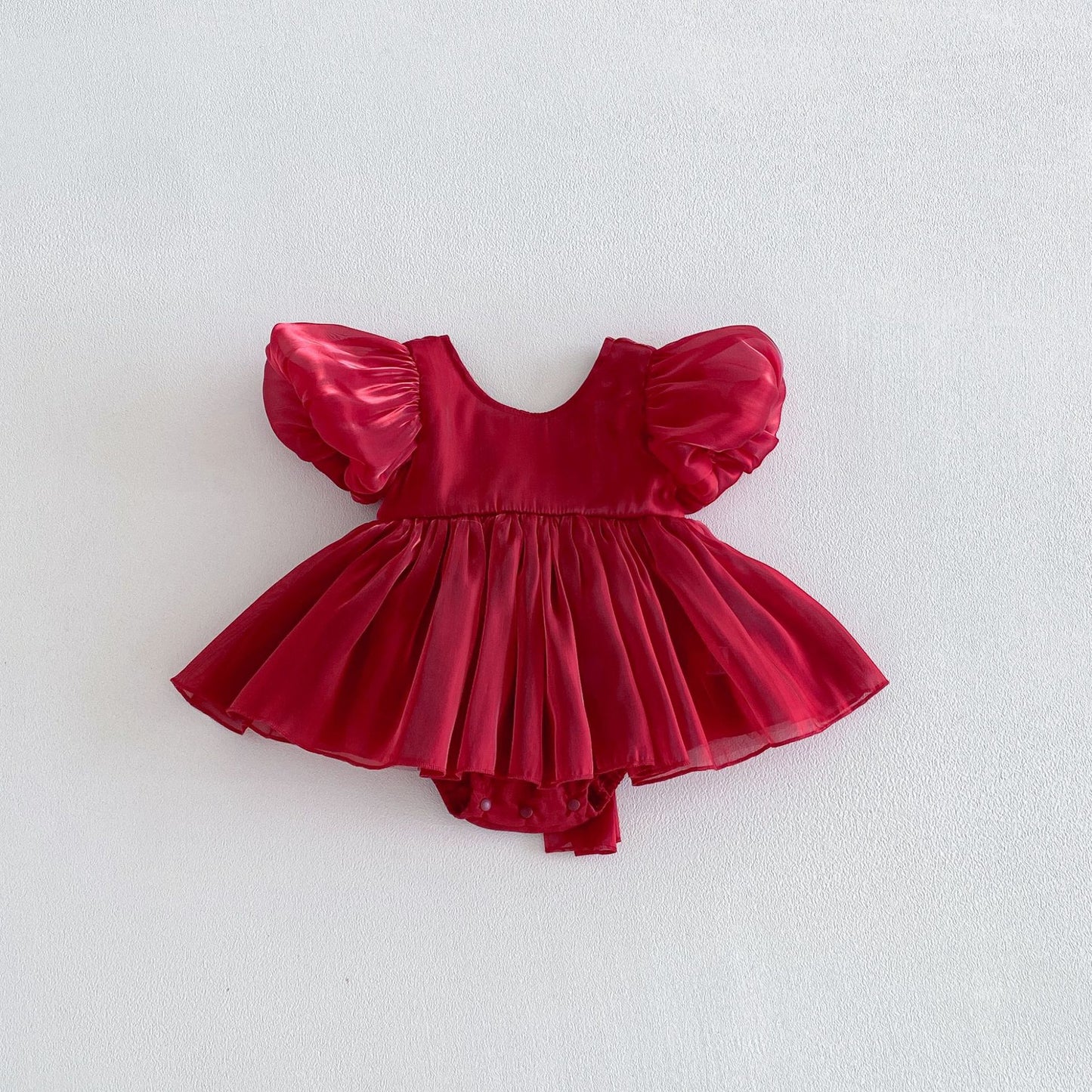 Summer Arrival Baby Girls Short Sleeves Cute Solid Color Bodysuit Dress, MyKids-USA®, Baby & Children's One-Pieces, MyKids-USA - Size/Age - 66 (3-6M) - Color - Red -  -  - TR2604192132-C.