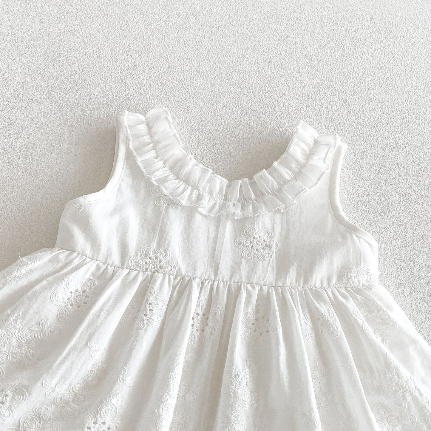 Design Summer Baby Kids Girls Sleeveless Solid Color Floral Pattern Bodysuit Dress