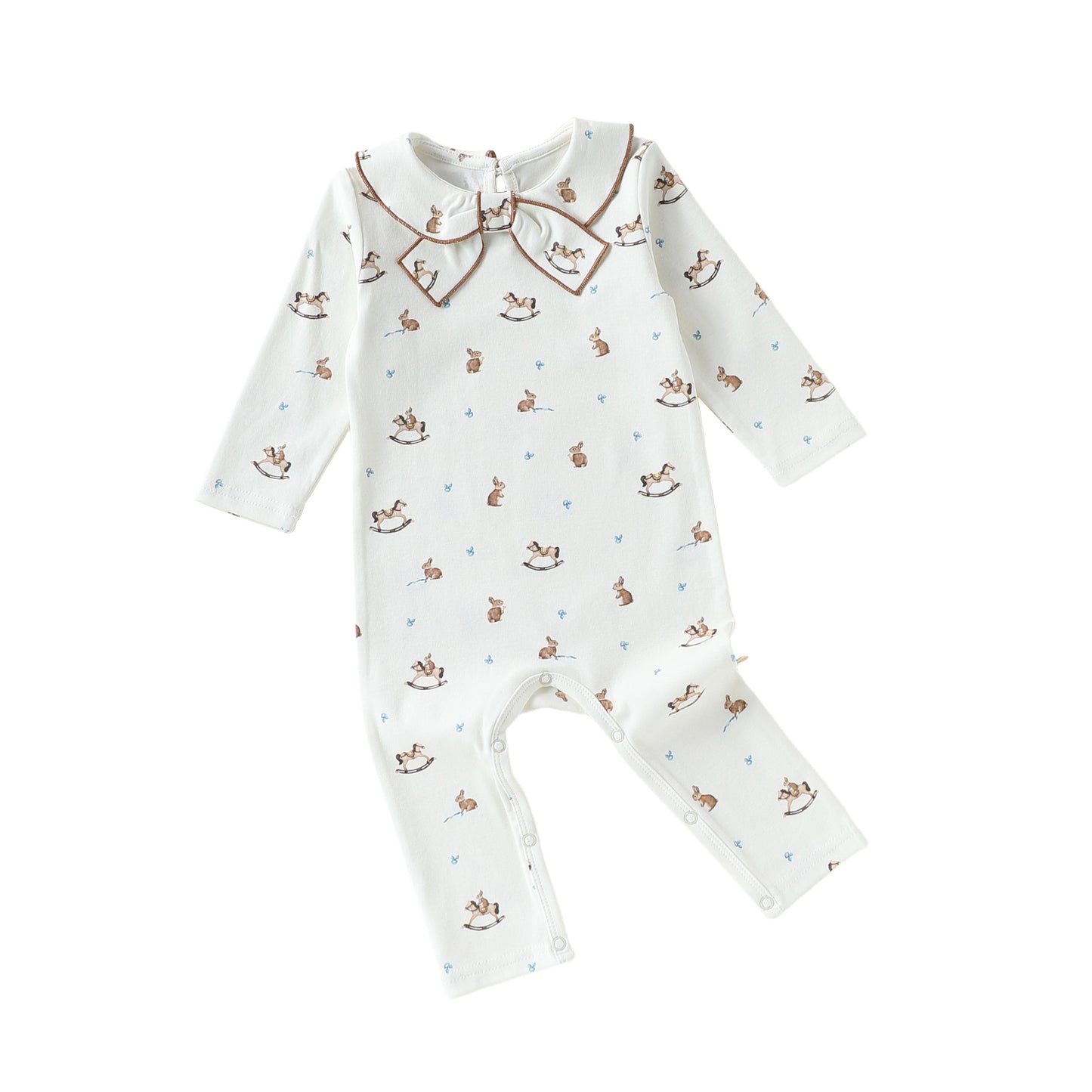Spring and Autumn Arrival Baby Unisex Long Sleeves Simple Pattern Navy Collar Rompers, MyKids-USA®, Baby One-Pieces, MyKids-USA - Size/Age - 66 (3-6M) - Color - Beige -  -  - TR2603041523-A.