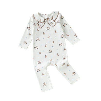 Spring and Autumn Arrival Baby Unisex Long Sleeves Simple Pattern Navy Collar Rompers, MyKids-USA®, Baby One-Pieces, MyKids-USA - Size/Age - 66 (3-6M) - Color - Beige -  -  - TR2603041523-A.