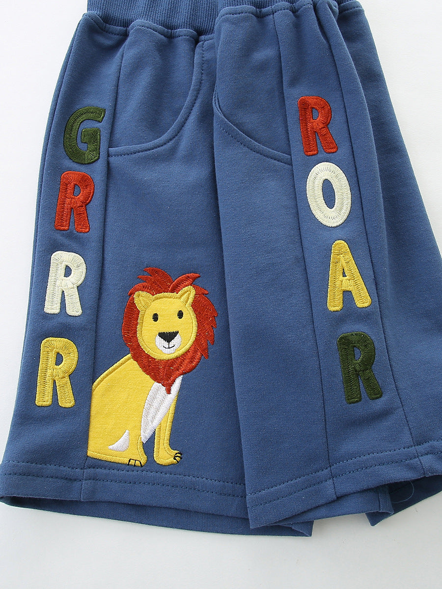 Arrival Summer Baby Kids Boys Short Sleeves Animals Pattern T-shirt and Shorts Clothing Set