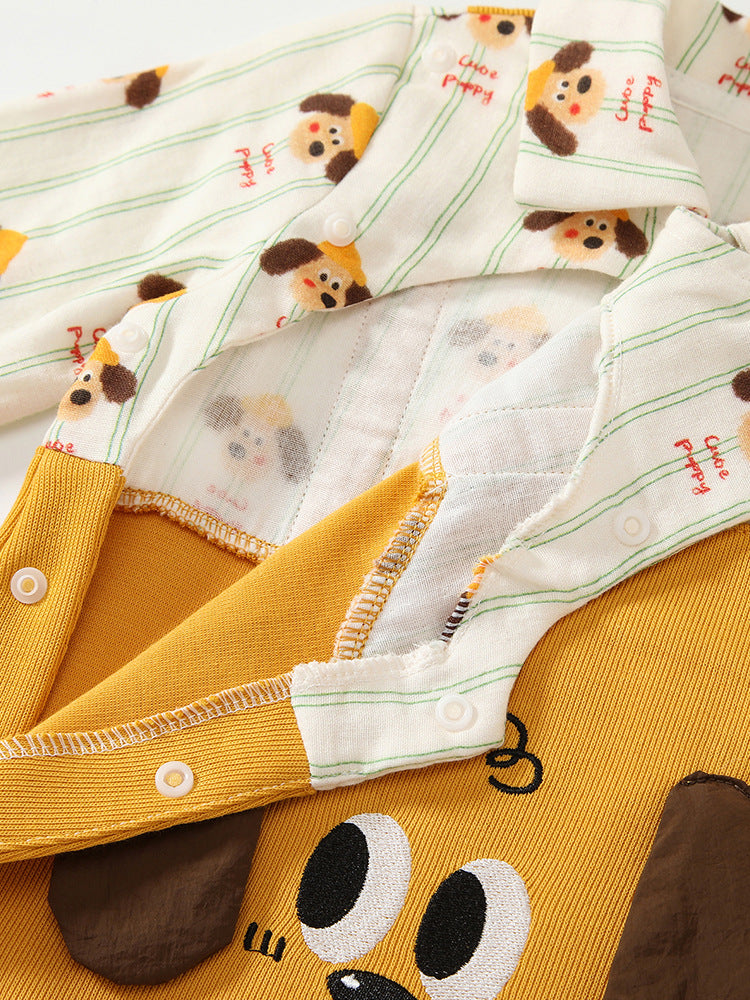 Spring Arrival Baby Cartoon Puppy Pattern Romper with Turn-down Collar, MyKids-USA®, Baby One-Pieces, MyKids-USA -  -  -  -  -  -  - 