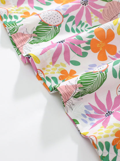 Summer Baby Girls Sleeveless Tropical Floral Print Dress