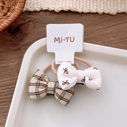 Collection of 2 Versatile Sweet Butterfly-bow Pattern Hair Ties, MyKids-USA®, Ponytail Holders, MyKids-USA - Size/Age - Average Size (0-12Y） - Color - Beige -  -  - TR2601261429-A.