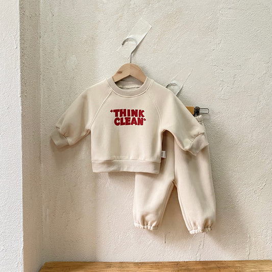 Winter and Spring Baby Kids Unisex Long Sleeves Letters Pattern Pullover and Plain Pants Clothing Set, MyKids-USA®, Baby & Toddler Outfits, MyKids-USA - Size/Age - 73 (6-9M) - Color - Apricot -  -  - TR2512260913-A.