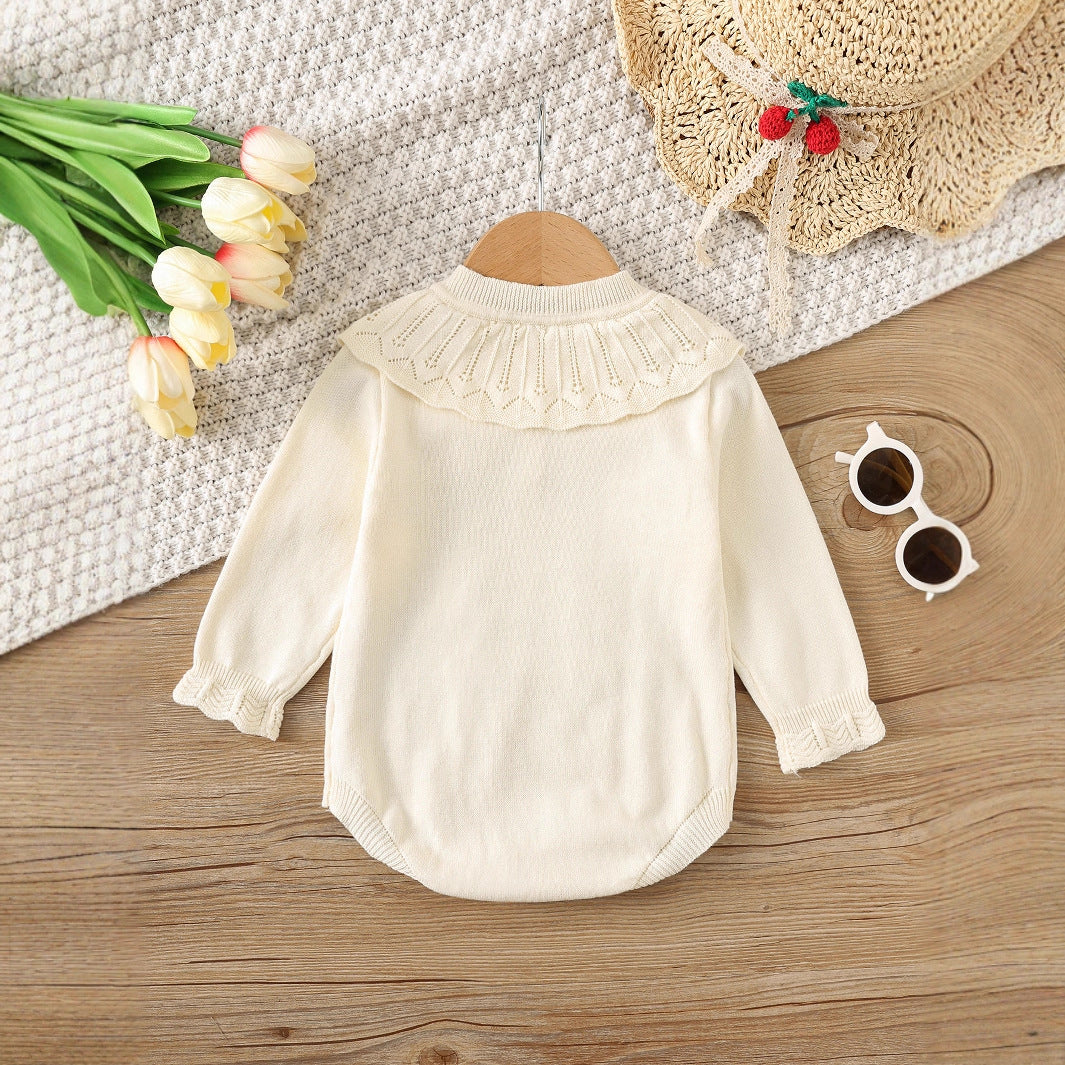 Autumn Arrival Baby Girls Knitted Long Sleeves Hollow-out Pattern Onesies, MyKids-USA®, Bodysuits, MyKids-USA -  -  -  -  -  -  - 