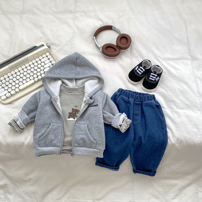 Arrival Baby Kids Unisex Letters Print Zip-up Hooded Thick Coat, MyKids-USA®, Baby & Toddler Outerwear, MyKids-USA -  -  -  -  -  -  - 