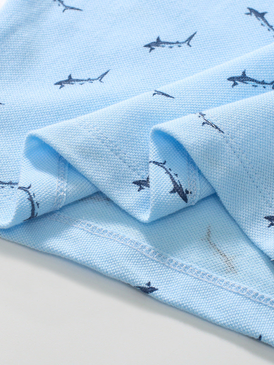 Baby Kids Boys Fish Print Short Sleeves Polo Shirt