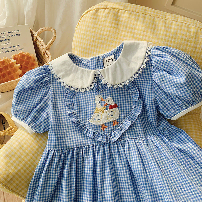 Summer Arrival Baby Girls Short Sleeves Plaid and Animals Pattern Dress, MyKids-USA®, Baby & Children's Dresses, MyKids-USA -  -  -  -  -  -  - .