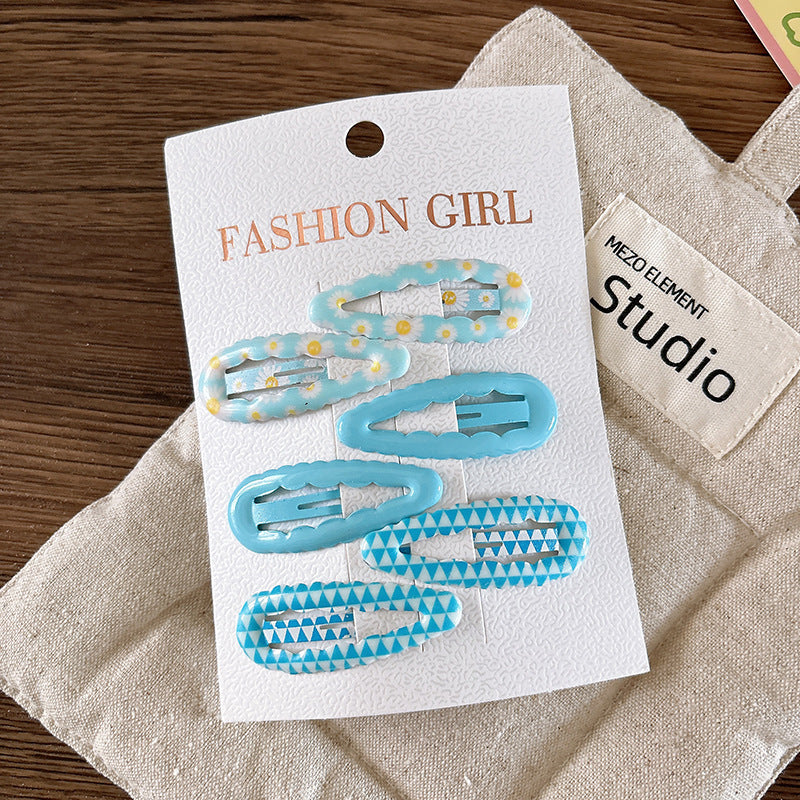 Collection of 6 Versatile Cute Simple Pattern Hair Clips, MyKids-USA®, Hair Pins, Claws & Clips, MyKids-USA - Size/Age - Average Size (0-12Y） - Color - Blue -  -  - TR2601311452-A.