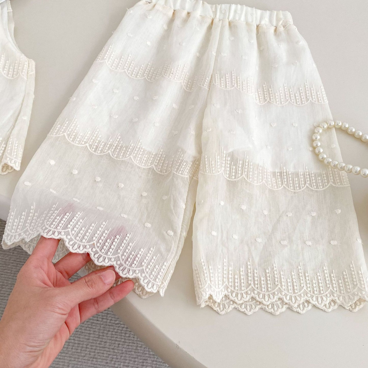 Summer Baby Kids Solid Color Sleeveless Dots Embroidery Pattern Top Dress and Pants Clothing Set for Girls, MyKids-USA®, Baby & Toddler Outfits, MyKids-USA -  -  -  -  -  -  - 