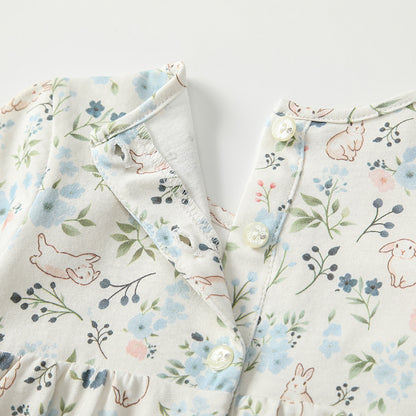 Arrival Autumn Baby Girls Floral Long Sleeves Rabbit Pattern Embroidered Dress, MyKids-USA®, Baby & Toddler Dresses, MyKids-USA -  -  -  -  -  -  - 