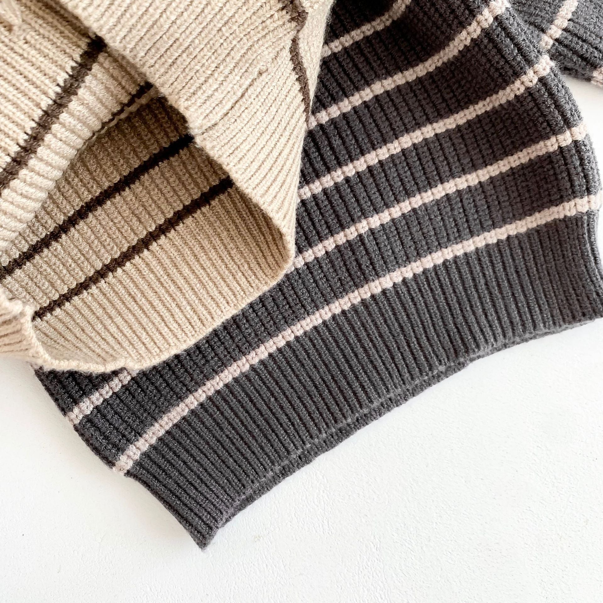 Spring and Autumn Baby Kids Unisex Striped Long Sleeves Top and Sleeveless Overalls Knitted Clothing Set, MyKids-USA®, Baby & Toddler Outfits, MyKids-USA -  -  -  -  -  -  - 