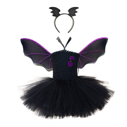 Arrival Girls’ Halloween Bat Dress – Gothic Lolita Princess Costume Set for Cosplay, Party, and Stage Performance, MyKids-USA®, Costume Dresses, MyKids-USA - Size/Age - S (1-2Y) - Color - Black -  -  - TR2508201840-A.