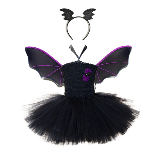 Arrival Girls’ Halloween Bat Dress – Gothic Lolita Princess Costume Set for Cosplay, Party, and Stage Performance, MyKids-USA®, Costume Dresses, MyKids-USA - Size/Age - S (1-2Y) - Color - Black -  -  - TR2508201840-A.