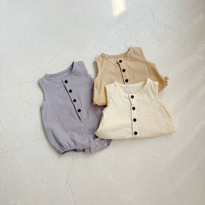 Summer Arrival Baby Unisex Simple Plain Sleeveless Open-front Thin Onesies, MyKids-USA®, Baby One-Pieces, MyKids-USA -  -  -  -  -  -  - 