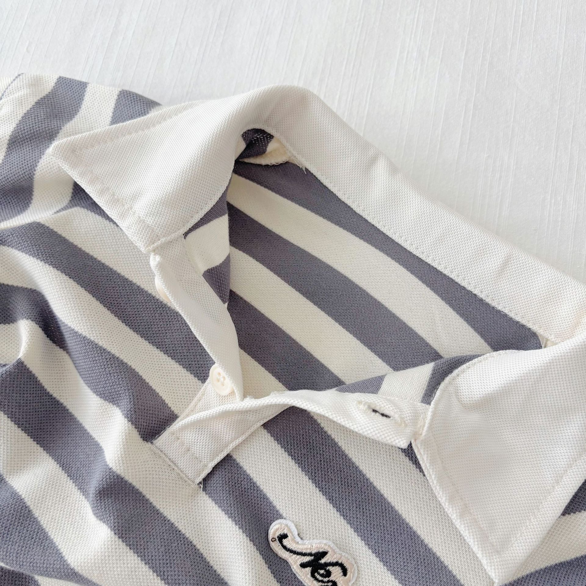 Summer Arrival Baby Unisex Casual Striped Short Sleeves Turn-down Collar Onesies, MyKids-USA®, Baby One-Pieces, MyKids-USA -  -  -  -  -  -  - 