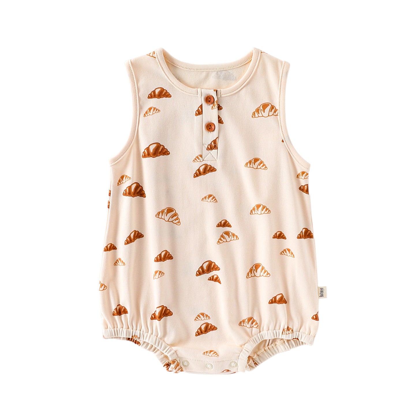 Summer Arrival Baby Unisex Crew Neck Sleeveless Croissants Pattern Onesies Bodysuits, MyKids-USA®, Baby One-Pieces, MyKids-USA - Size/Age - 66 (3-6M) - Color - Beige -  -  - TR2505192124-A