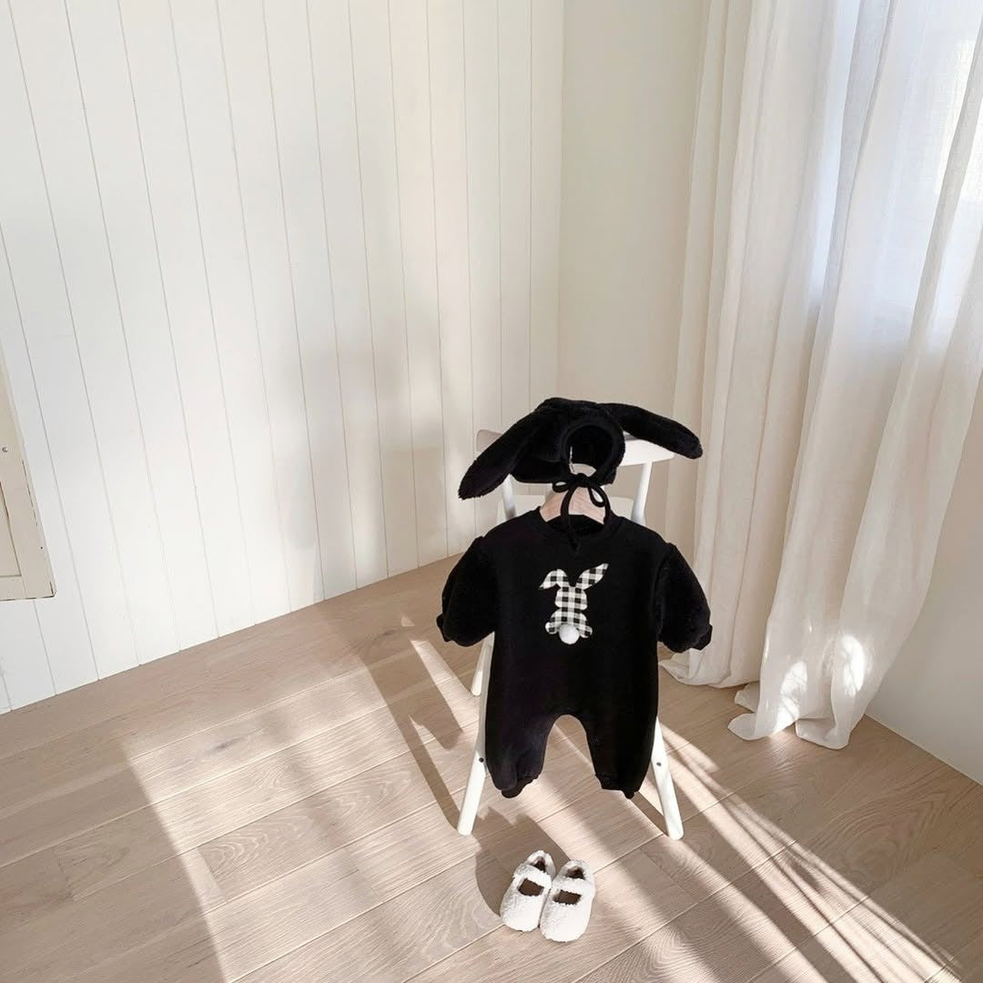 Winter and Autumn Arrival Baby Unisex Fluffy Long Sleeves Rabbit Pattern Rompers with Hat, MyKids-USA®, Baby One-Pieces, MyKids-USA - Size/Age - 66 (3-6M) - Color - Black -  -  - TR2601102139-B.