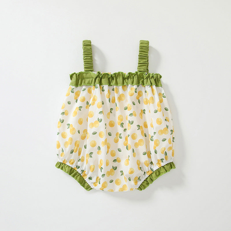 Summer Arrival Baby Girls Cute Sleeveless Fruits Pattern Printed Strap Onesies, MyKids-USA®, Baby One-Pieces, MyKids-USA -  -  -  -  -  -  - 