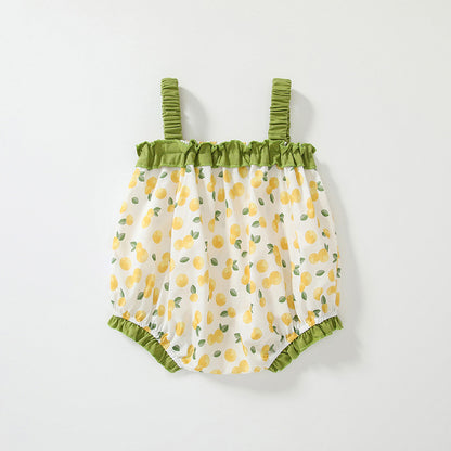 Summer Arrival Baby Girls Cute Sleeveless Fruits Pattern Printed Strap Onesies, MyKids-USA®, Baby One-Pieces, MyKids-USA -  -  -  -  -  -  - 